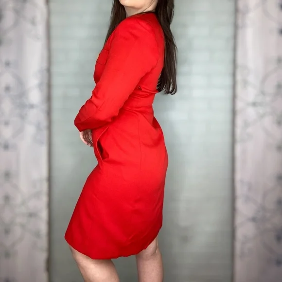 Vintage Evan Picone Red Button Up Blazer Dress Size 6 - Picture 5 of 16